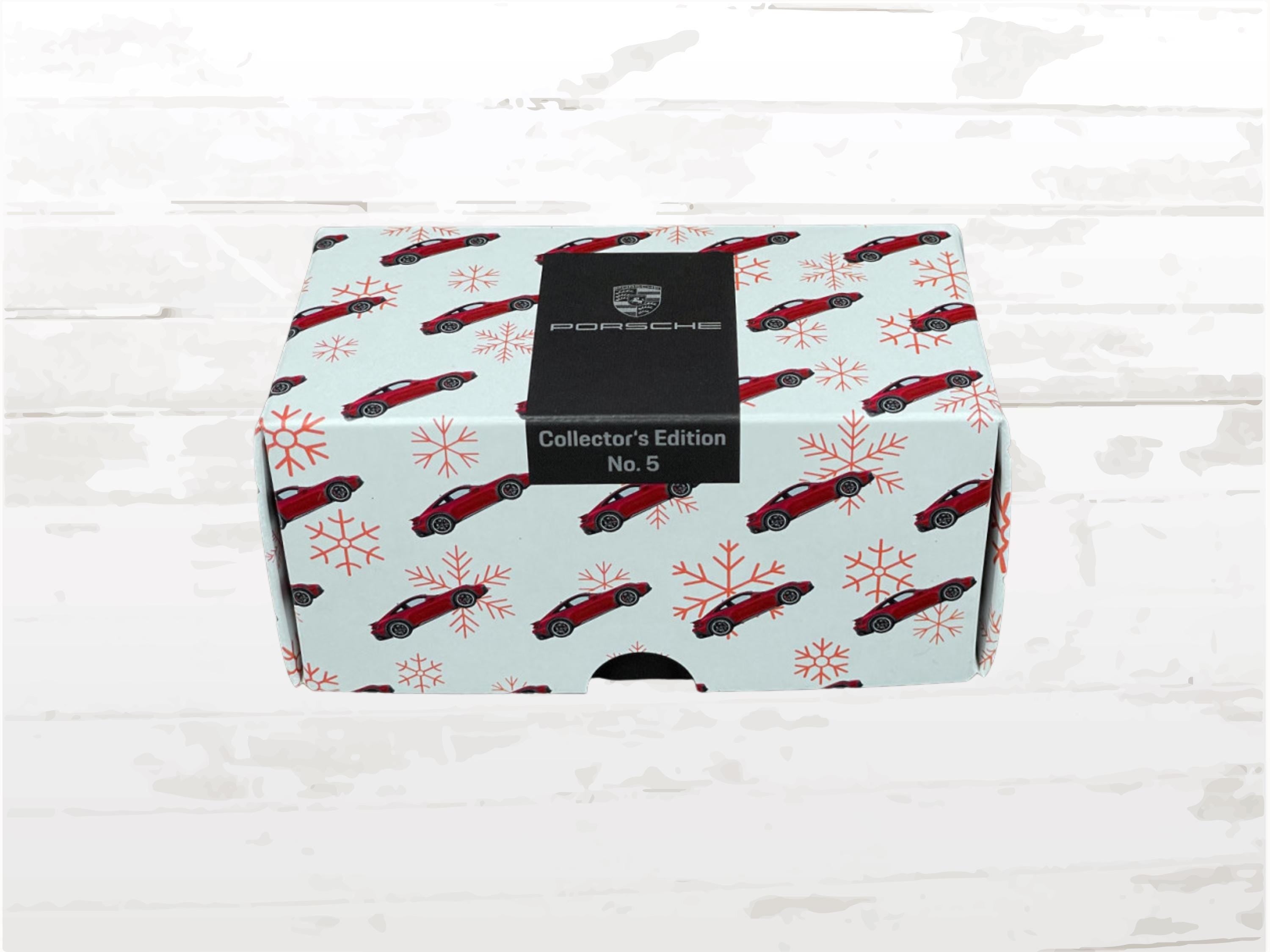 Porsche 911 Dakar Ornament: Hand-Painted Carmine Red Glass Bauble