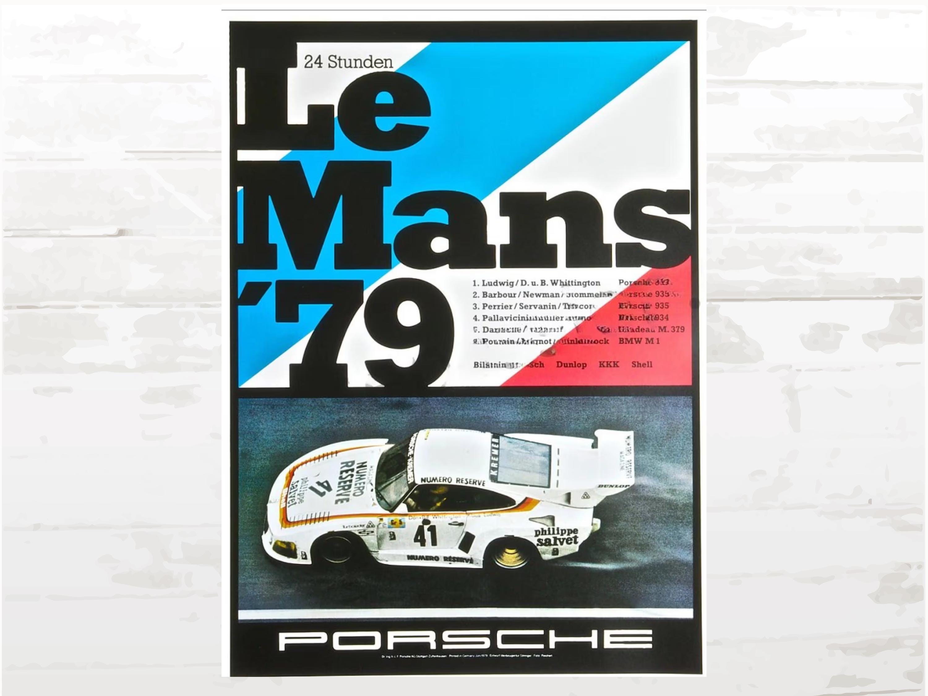 Porsche Poster 24 Hours of Le Mans 1979, Retro Racing Wall Art, Classic Motorsport Print