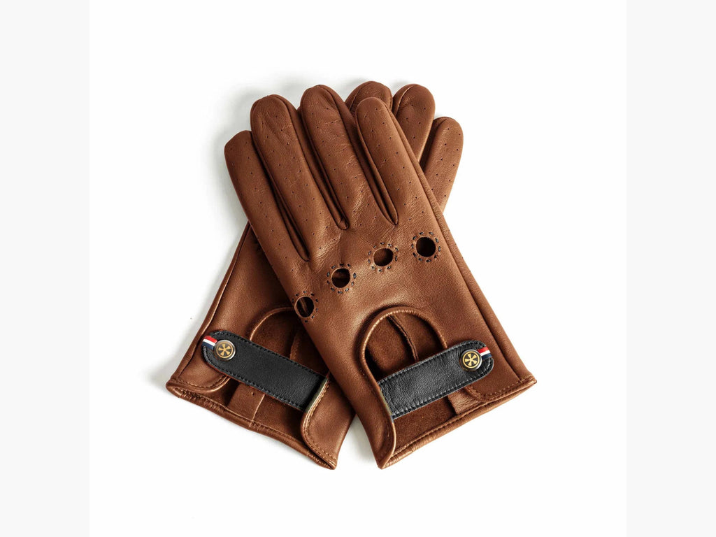 Cognac Leather Driving Gloves: Sheepskin Cruiser Gloves