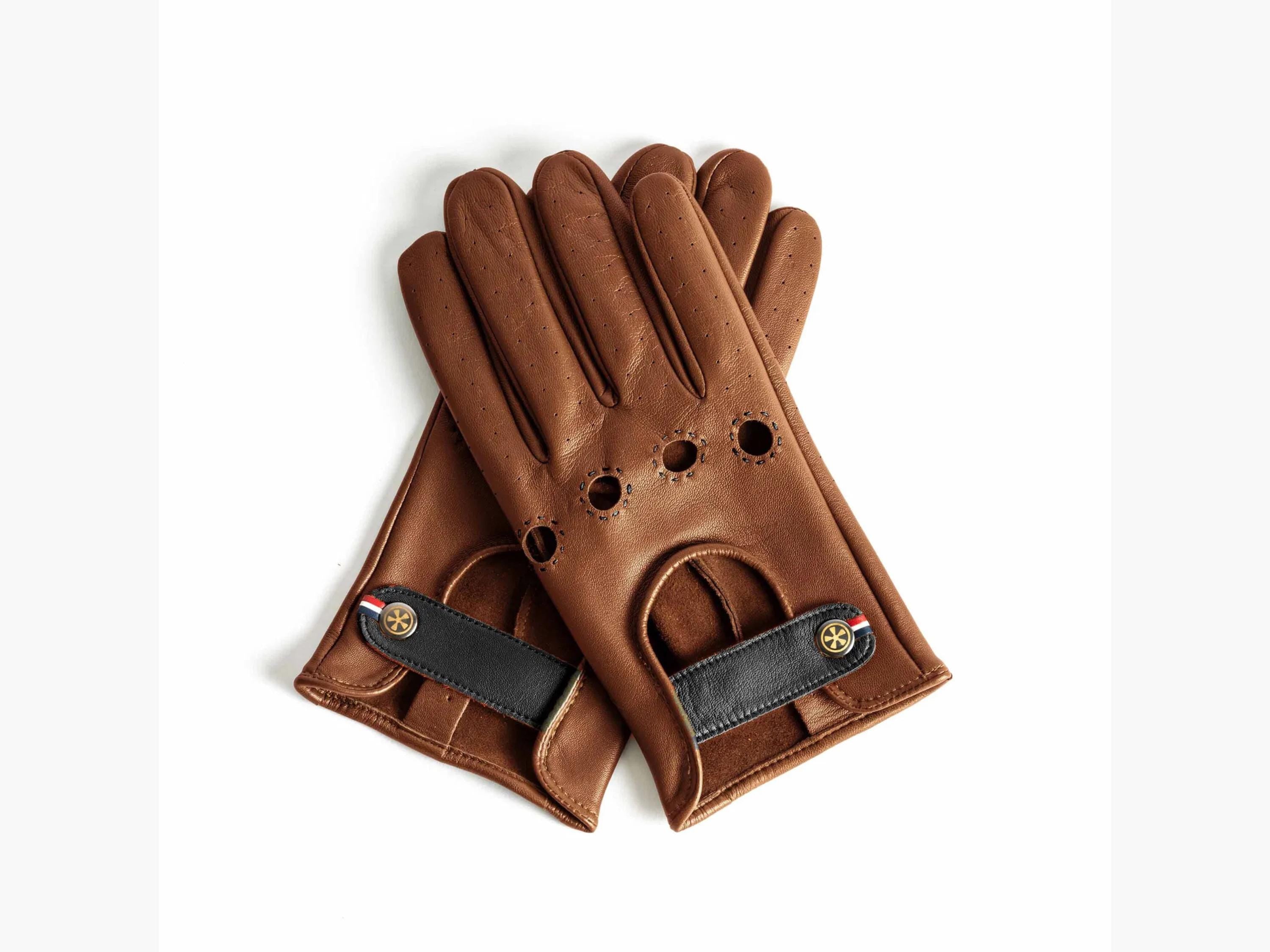 Cognac Leather Driving Gloves: Sheepskin Cruiser Gloves