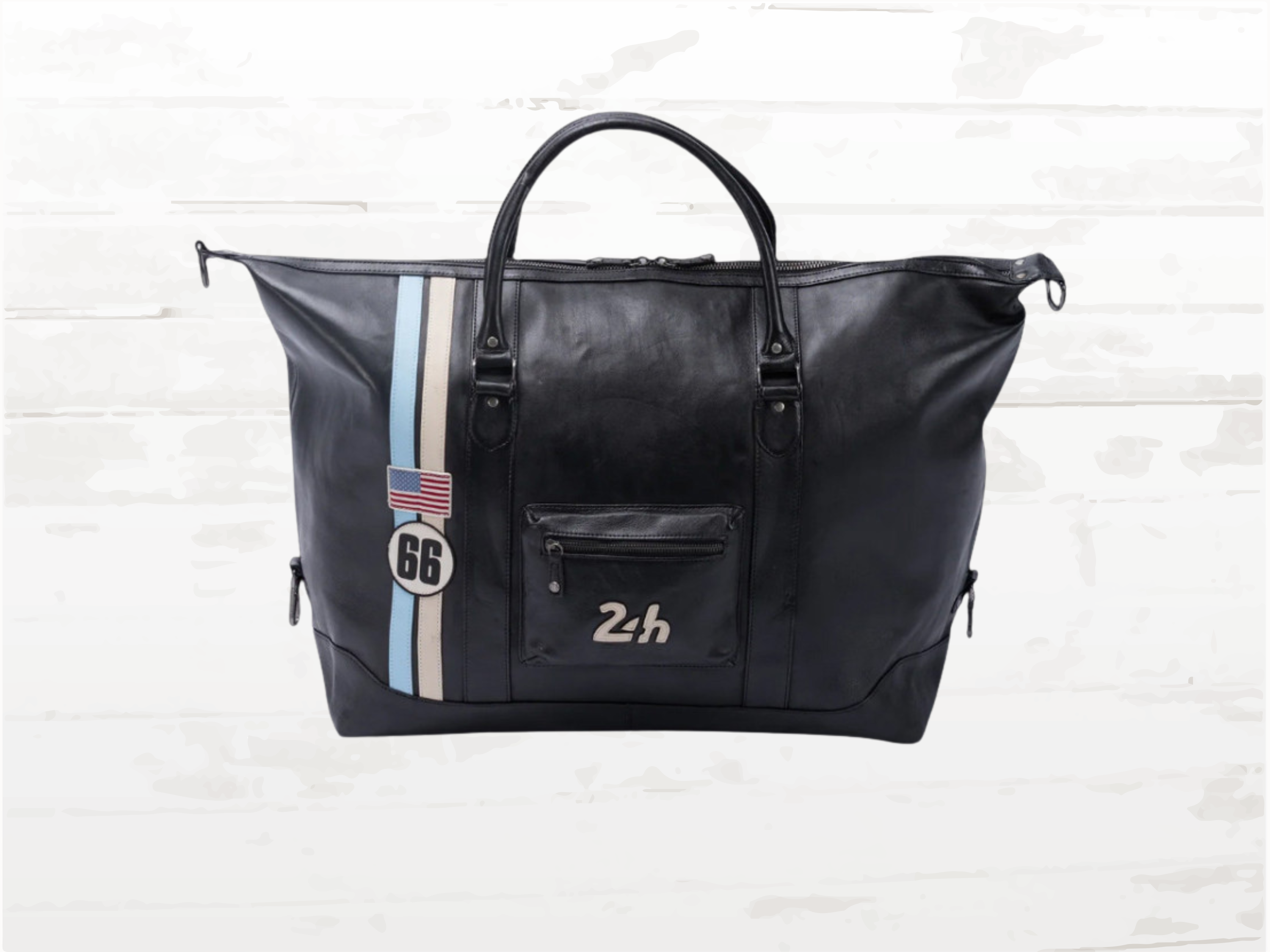 24h Le Mans Big Leather Travel Bag Ken 72h - Black Vintage Racing