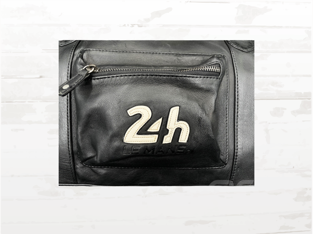 24h Le Mans Big Leather Travel Bag Ken 72h - Black Vintage Racing