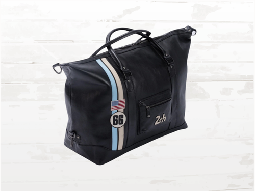24h Le Mans Big Leather Travel Bag Ken 72h - Black Vintage Racing