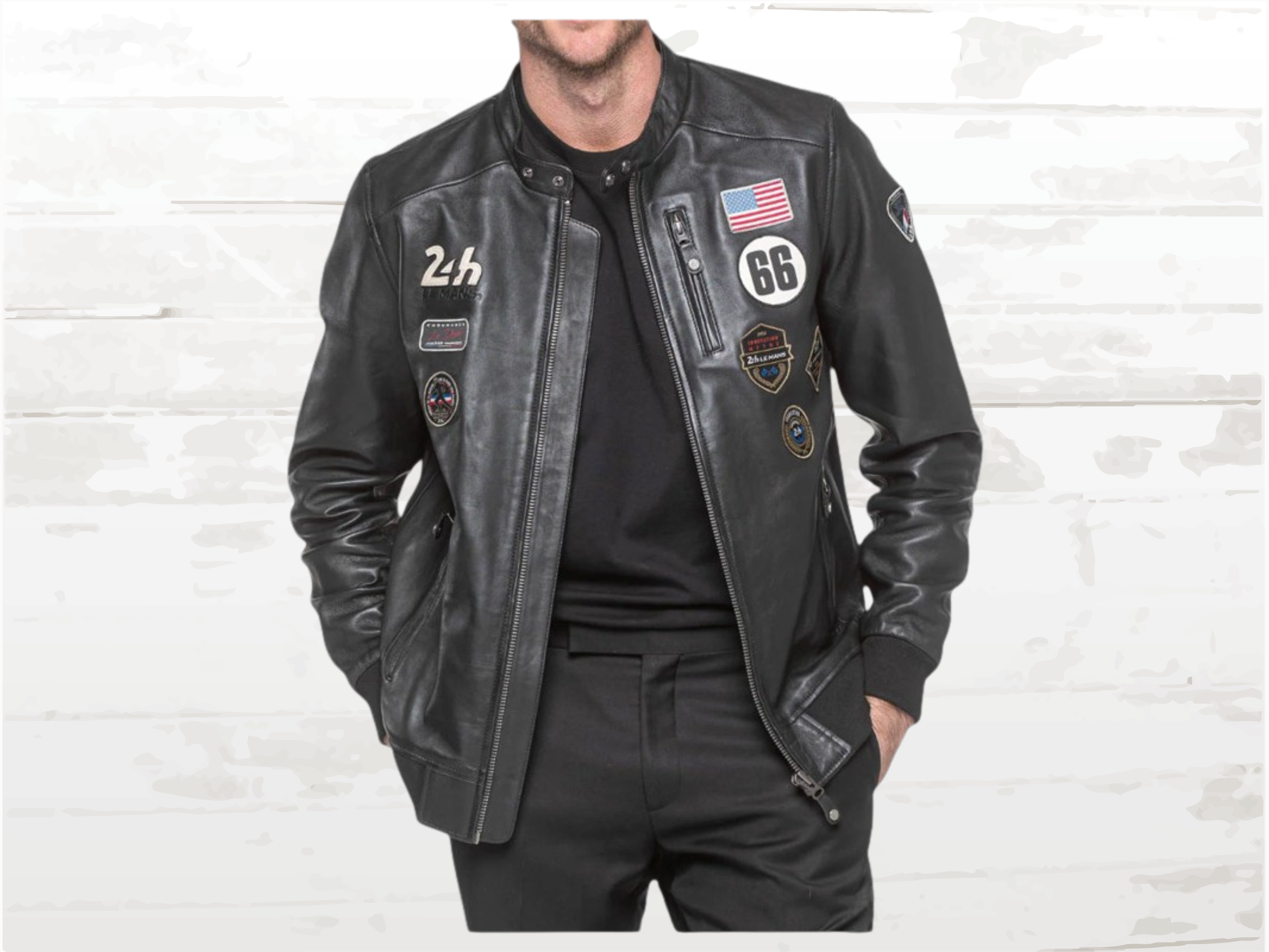 24h Le Mans Pierre Leather Jacket Black - Vintage Racing Heritage | Men's