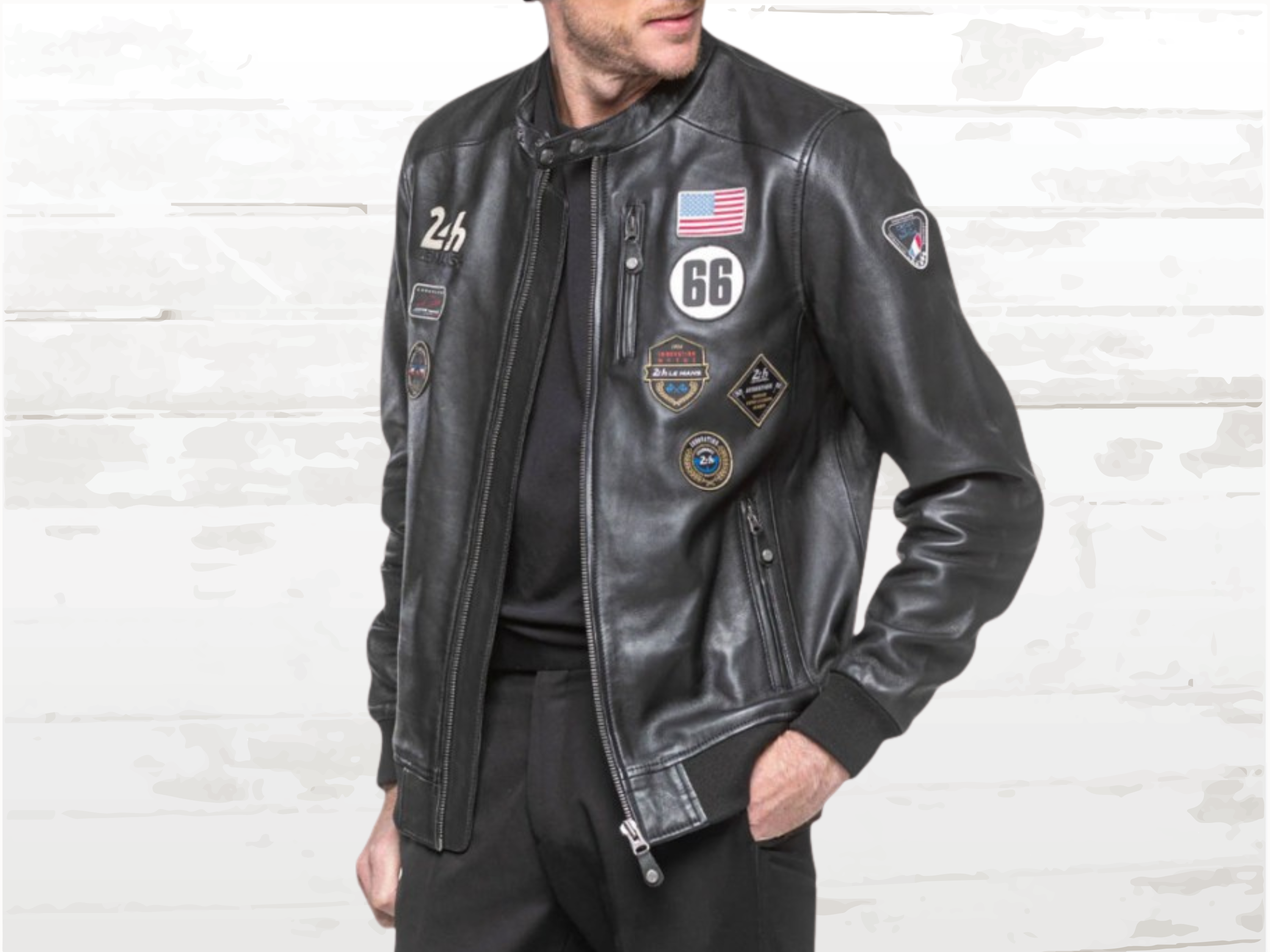 24h Le Mans Pierre Leather Jacket Black - Vintage Racing Heritage | Men's