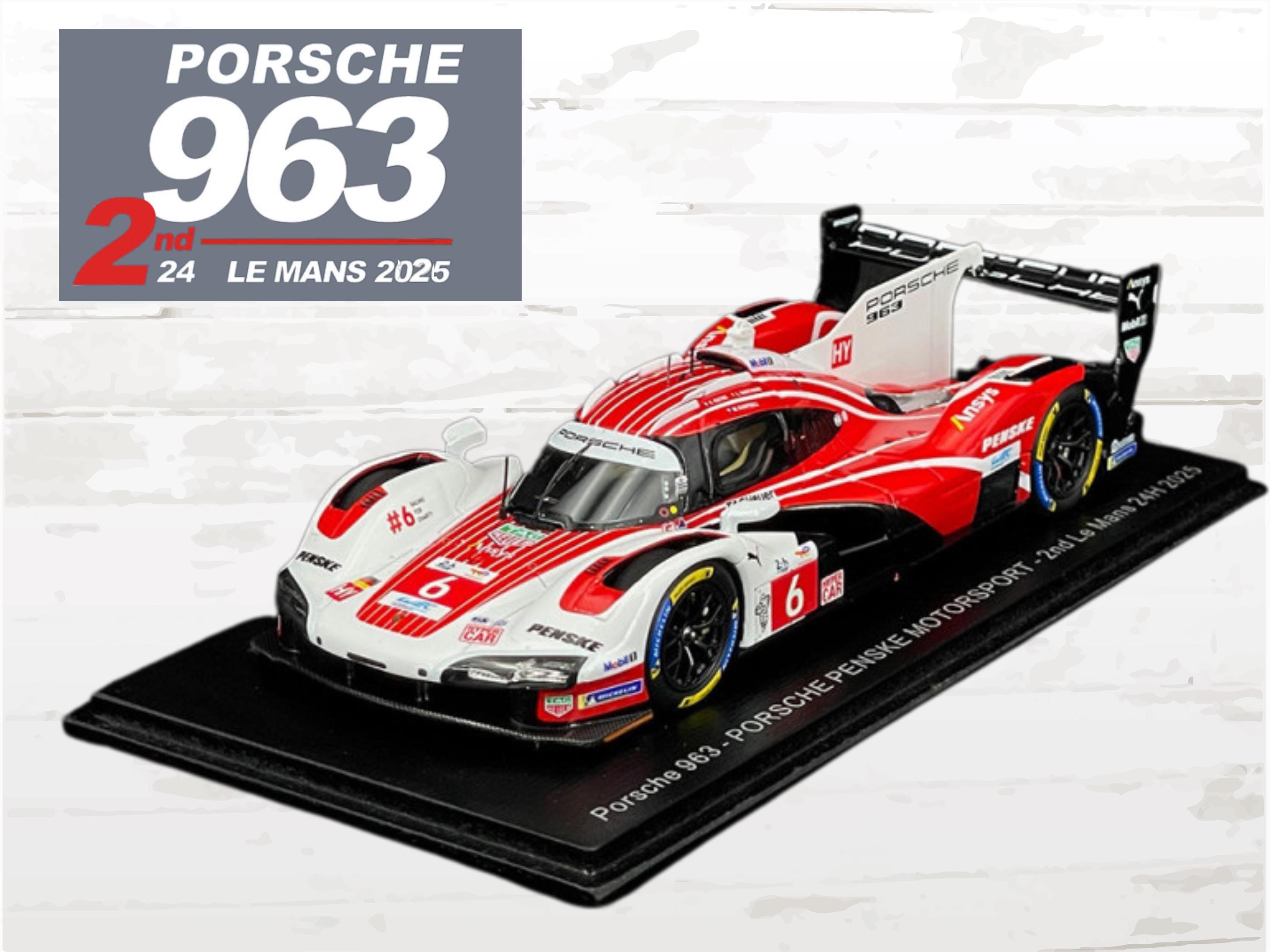 Porsche 963 No.6 2nd 24 Le Mans 2025 1:43 Scale Model – Porsche Penske Motorsport