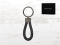 Porsche Design Leather Keyring: Woven leather Black Cord, Gift Box