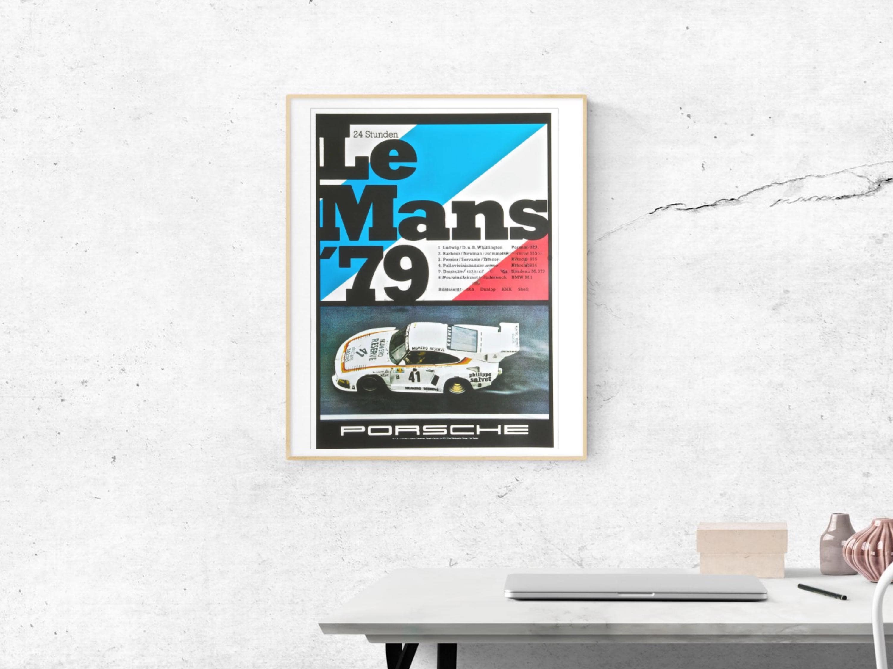 Porsche Poster 24 Hours of Le Mans 1979, Retro Racing Wall Art, Classic Motorsport Print
