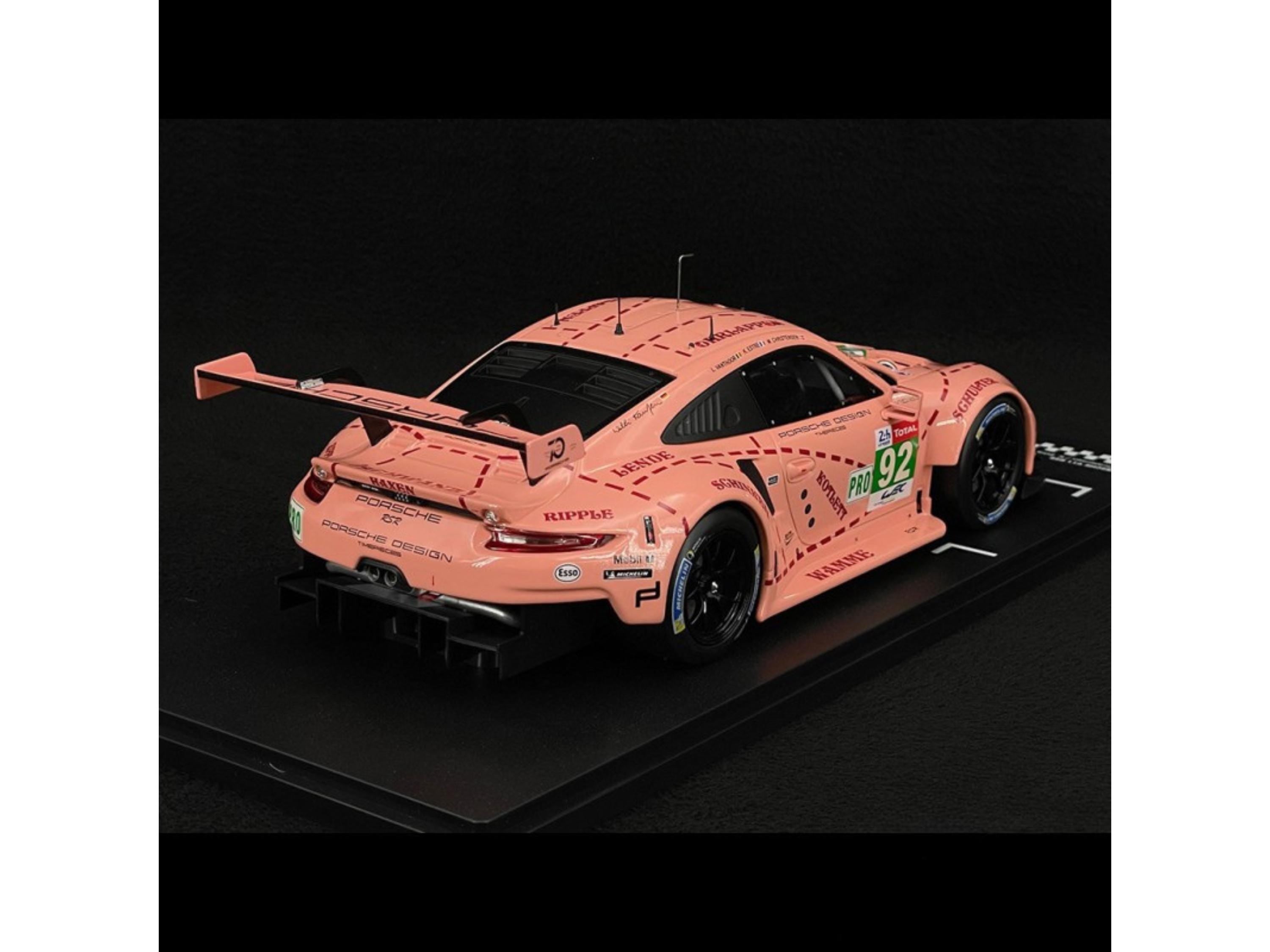 Porsche 911 RSR Pink Pig 2018 Le Mans Winner, 1:18 Diecast Collector Model, Pink Pig Motorsport Car