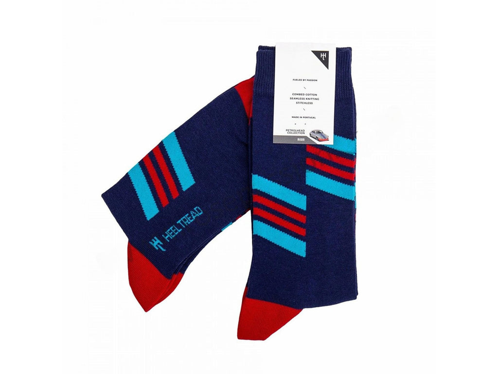Porsche 911 RSR Racing Socks: Blue & Orange | Premium Cotton Motorsport Socks