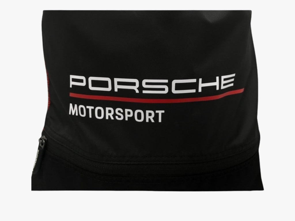 Porsche Motorsport Drawstring Bag: Lightweight Black Polyester Backpack