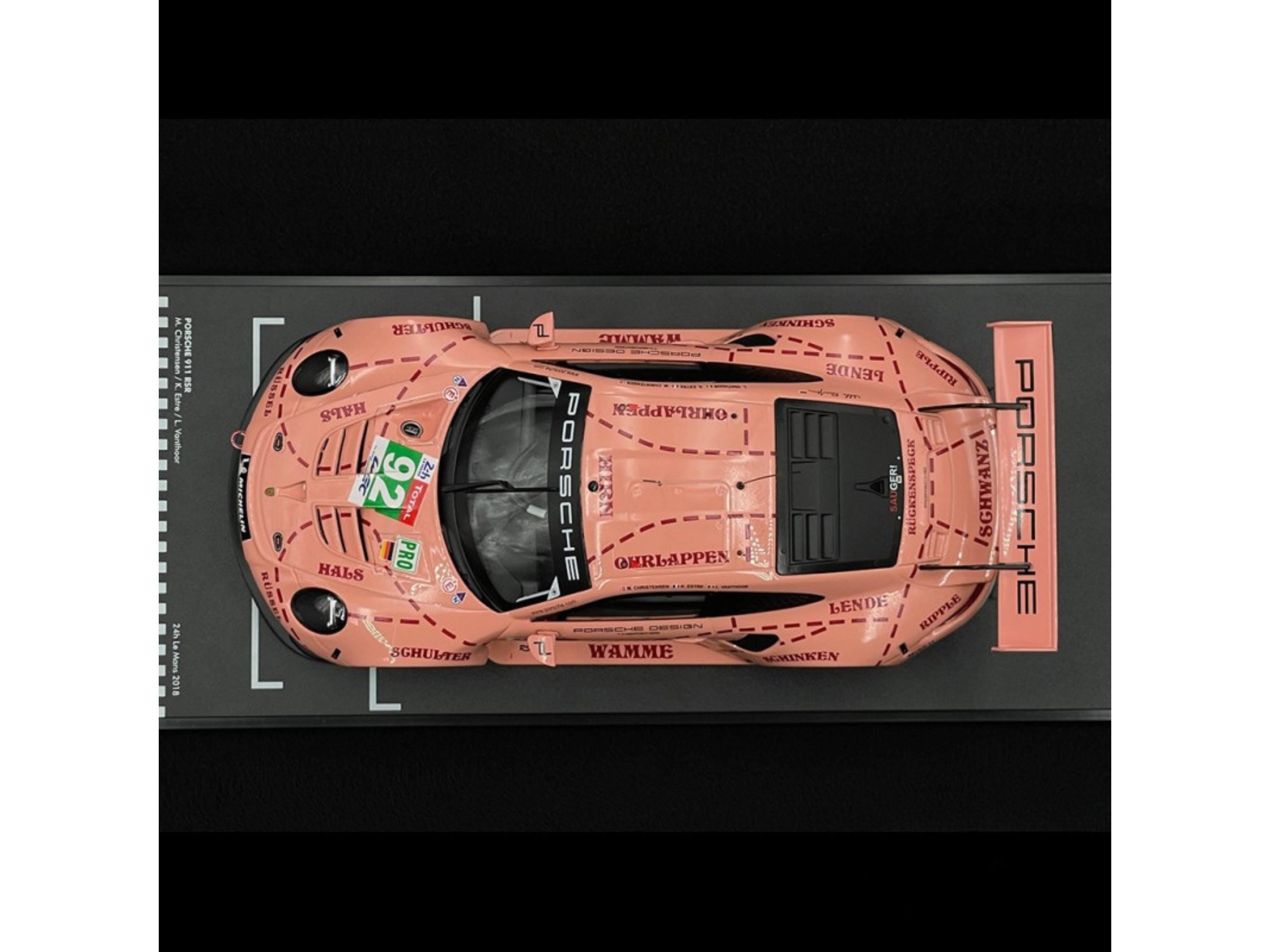 Porsche 911 RSR Pink Pig 2018 Le Mans Winner, 1:18 Diecast Collector Model, Pink Pig Motorsport Car