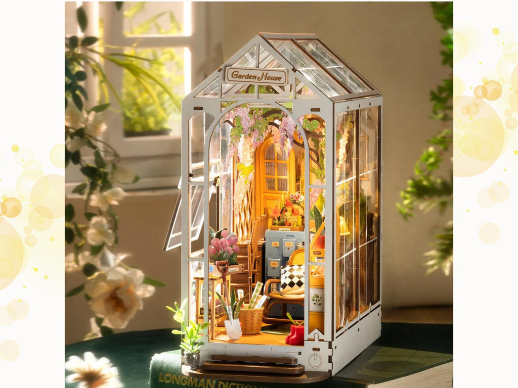 DIY Garden Book Nook Kit: Greenhouse Shelf Insert, French Style Miniature