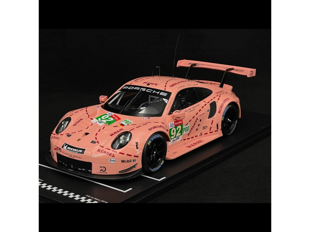 Porsche 911 RSR Pink Pig 2018 Le Mans Winner, 1:18 Diecast Collector Model, Pink Pig Motorsport Car