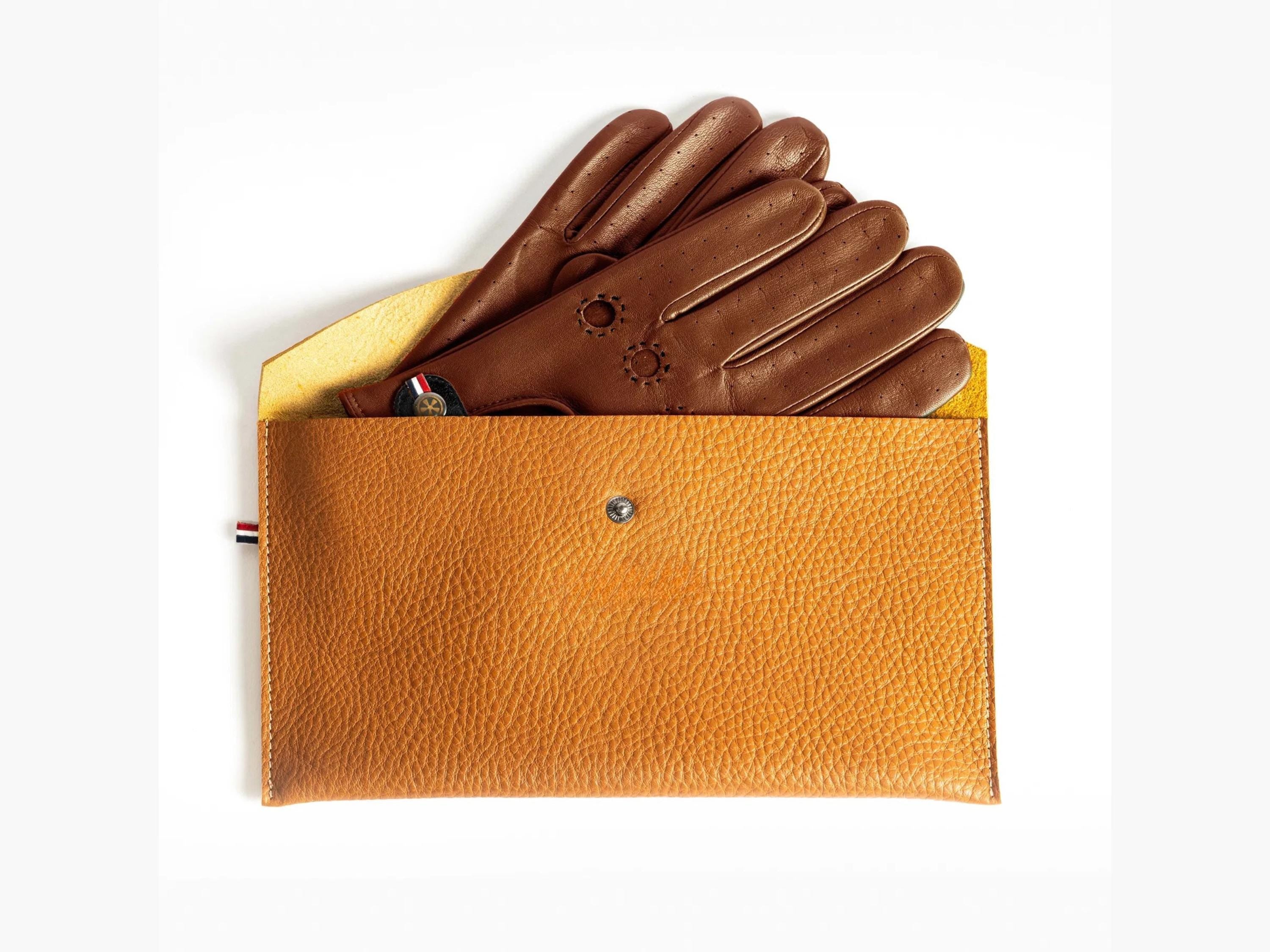 Cognac Leather Driving Gloves: Sheepskin Cruiser Gloves