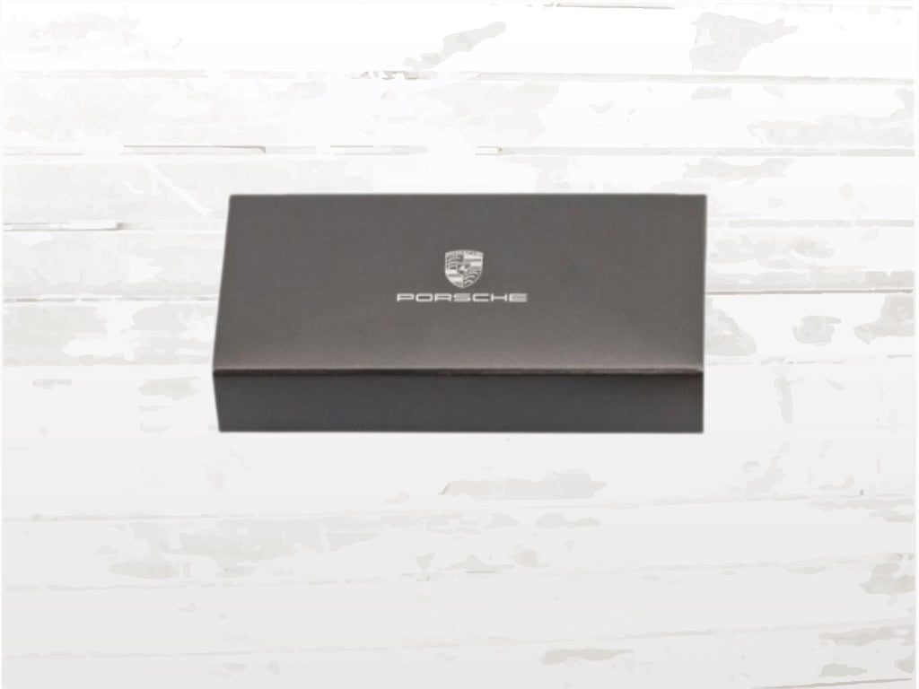 Porsche Crest Keyring Essential | Black Leather