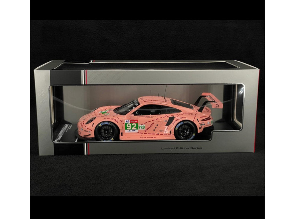 Porsche 911 RSR Pink Pig 2018 Le Mans Winner, 1:18 Diecast Collector Model, Pink Pig Motorsport Car