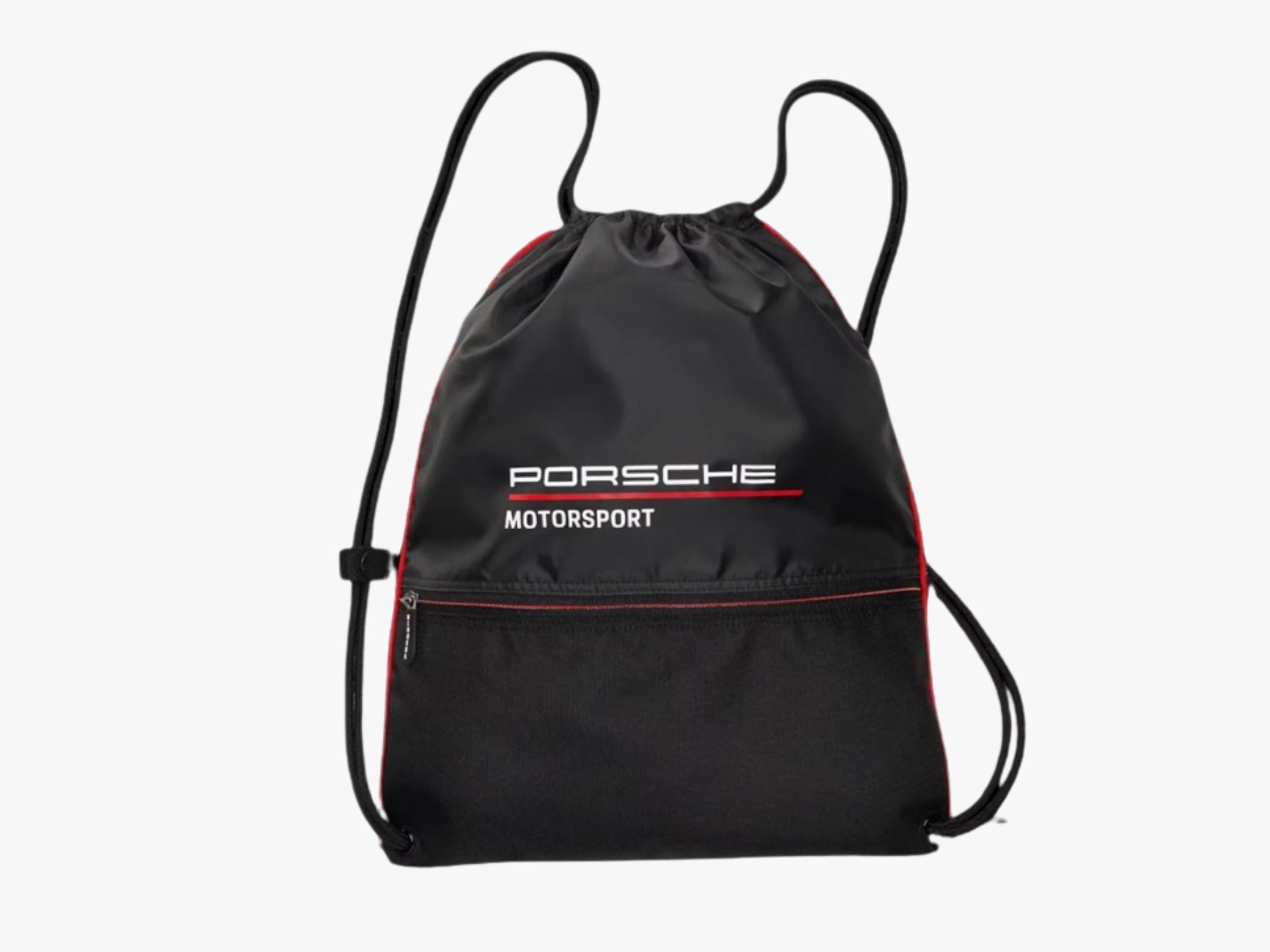 Porsche Motorsport Drawstring Bag: Lightweight Black Polyester Backpack