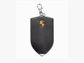 Porsche Leather Key Pouch: Black Cowhide with Metal Crest