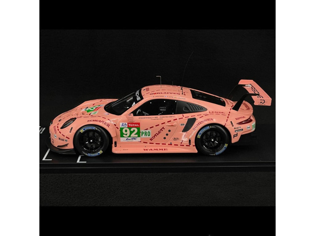 Porsche 911 RSR Pink Pig 2018 Le Mans Winner, 1:18 Diecast Collector Model, Pink Pig Motorsport Car