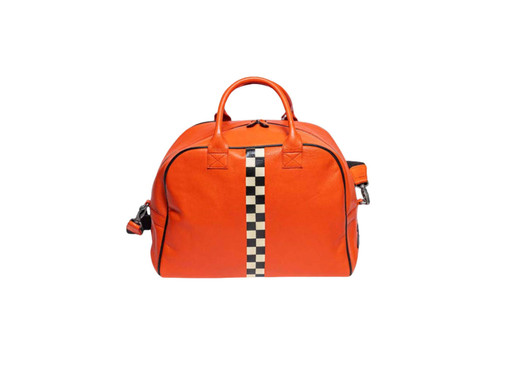 Orange Leather Helmet Bag: 24h Le Mans Travel Bag