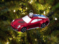 Porsche 911 Dakar Ornament: Hand-Painted Carmine Red Glass Bauble