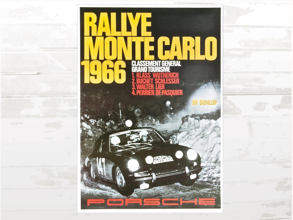 Porsche Poster Monte Carlo Rally 1966 Poster, Classic GT Racing Memorabilia