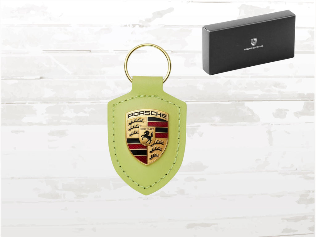 Porsche Crest Keyring Cartagena Yellow | Python Leather | Gold Plated