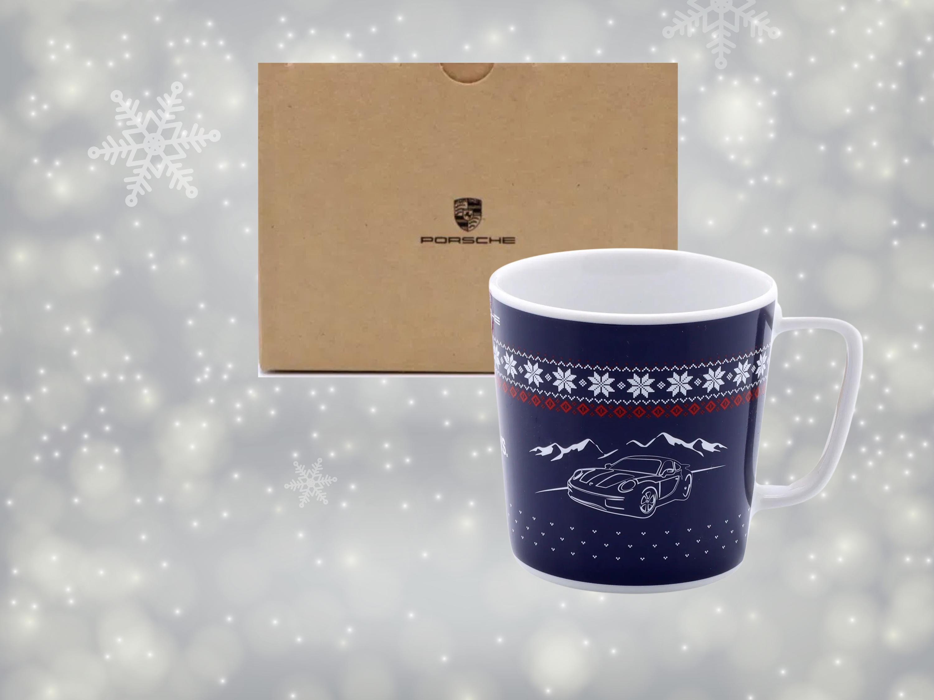 Porsche Christmas Espresso Cup Blue | Limited Edition Collector Mug | Gift for Him | 90ml Porcelain Cup