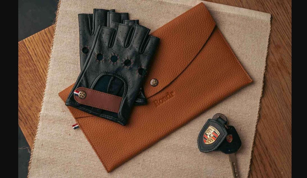 Hand Sewn Leather Driving Gloves: Fingerless Sheepskin Mittens