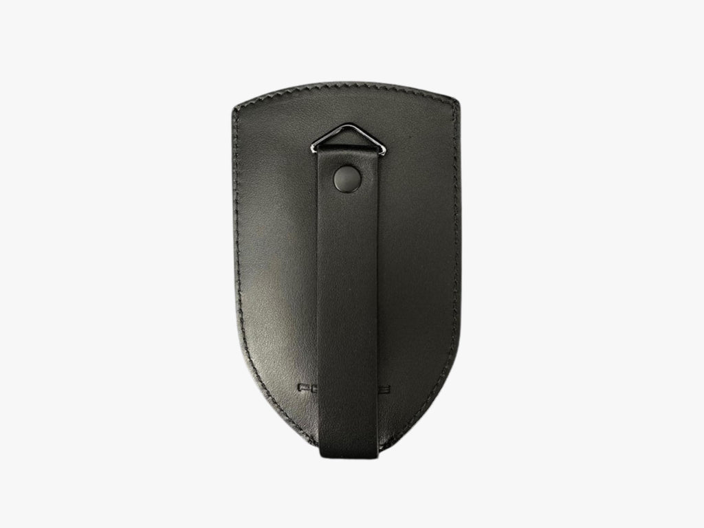 Porsche Leather Key Pouch: Black Cowhide with Metal Crest
