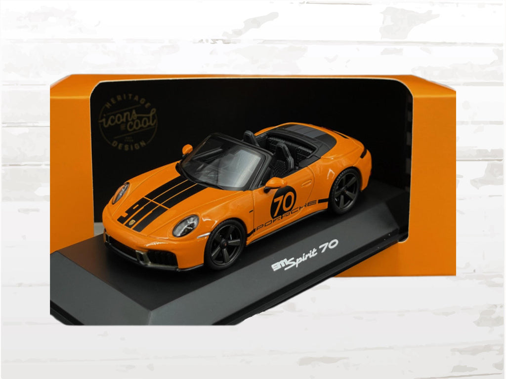 Porsche 911 Spirit 70 Cabriolet 2025 Signal Orange 1:43 Model Car