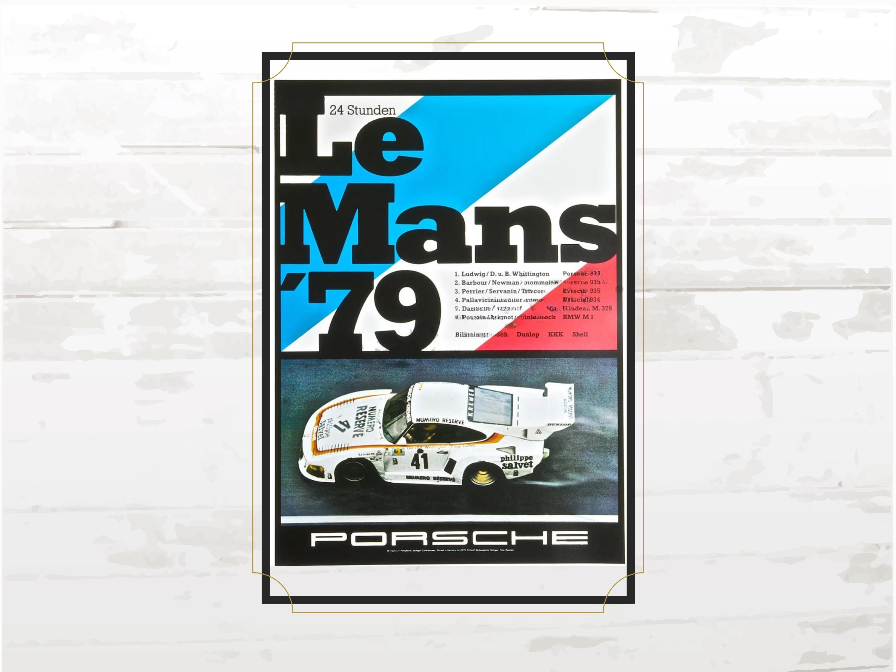Porsche Poster 24 Hours of Le Mans 1979, Retro Racing Wall Art, Classic Motorsport Print