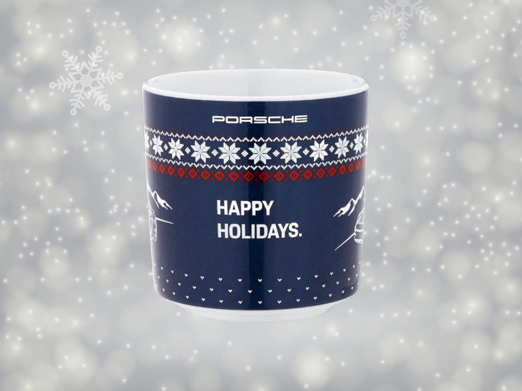 Porsche Christmas Espresso Cup Blue | Limited Edition Collector Mug | Gift for Him | 90ml Porcelain Cup