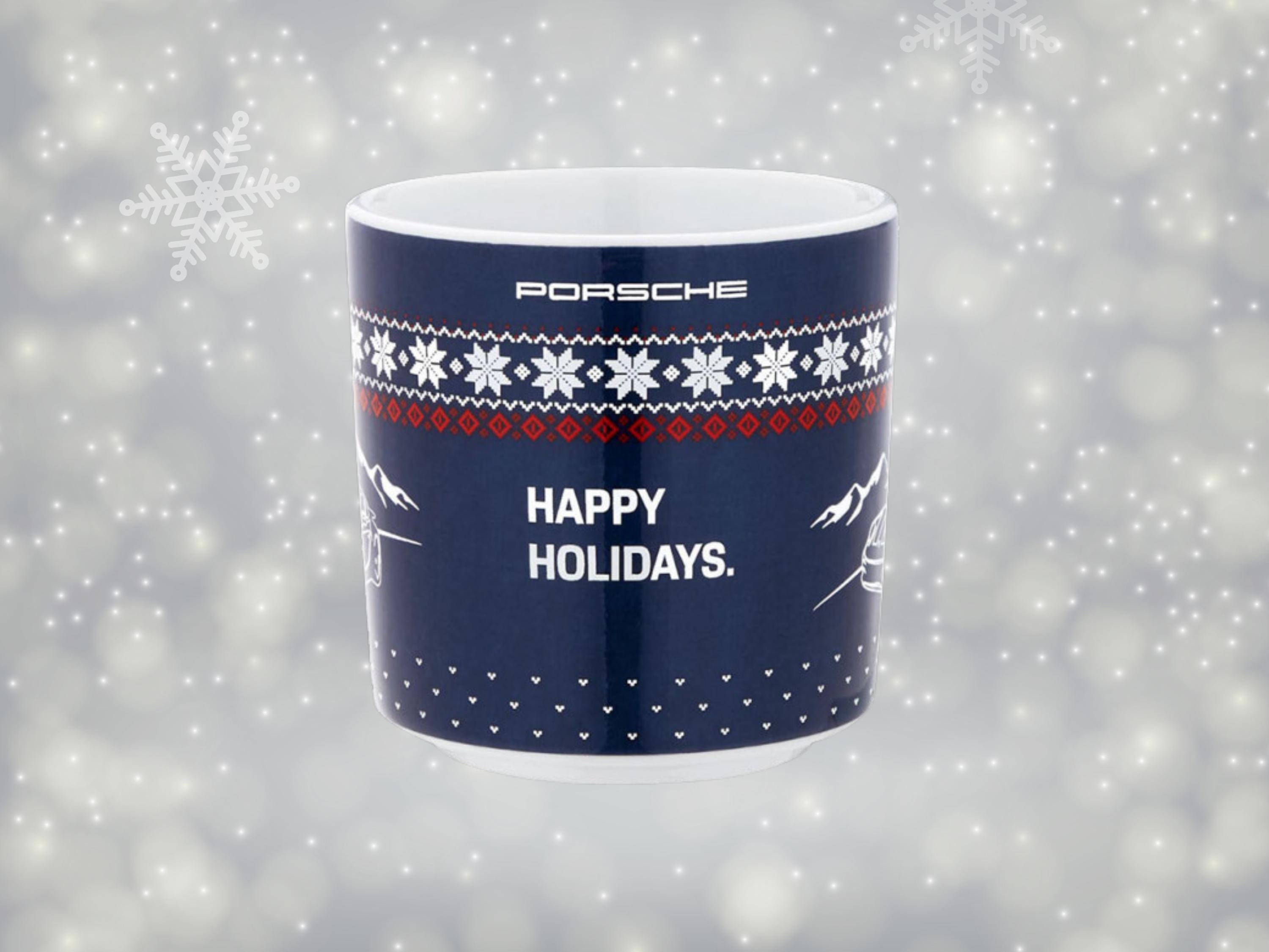 Porsche Christmas Espresso Cup Blue | Limited Edition Collector Mug | Gift for Him | 90ml Porcelain Cup
