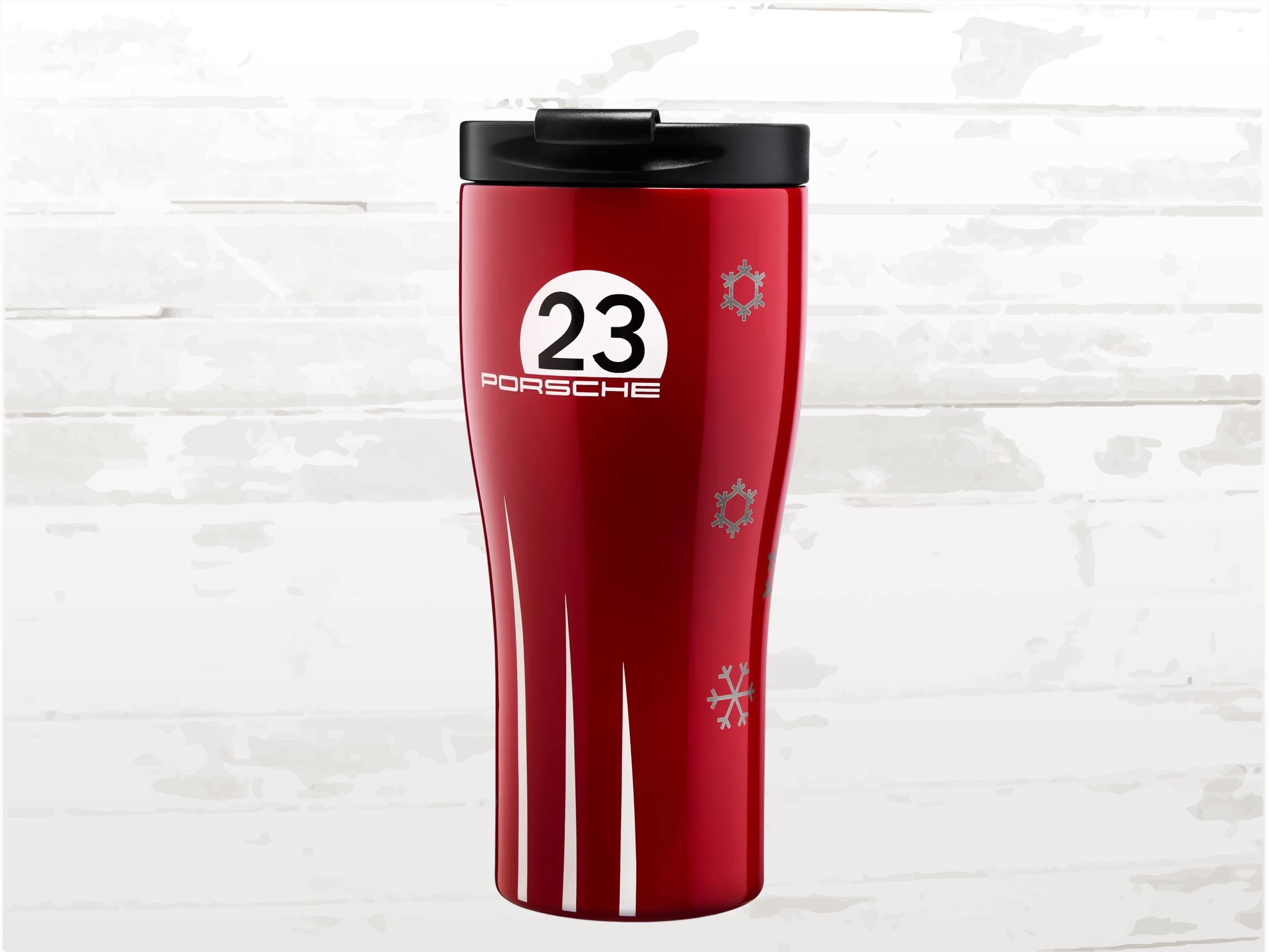 Porsche 917 Salzburg Winter Edition Travel Mug, Red Thermal Cup 460ml, Christmas Gift, Leak-Proof Double Wall Stainless Steel