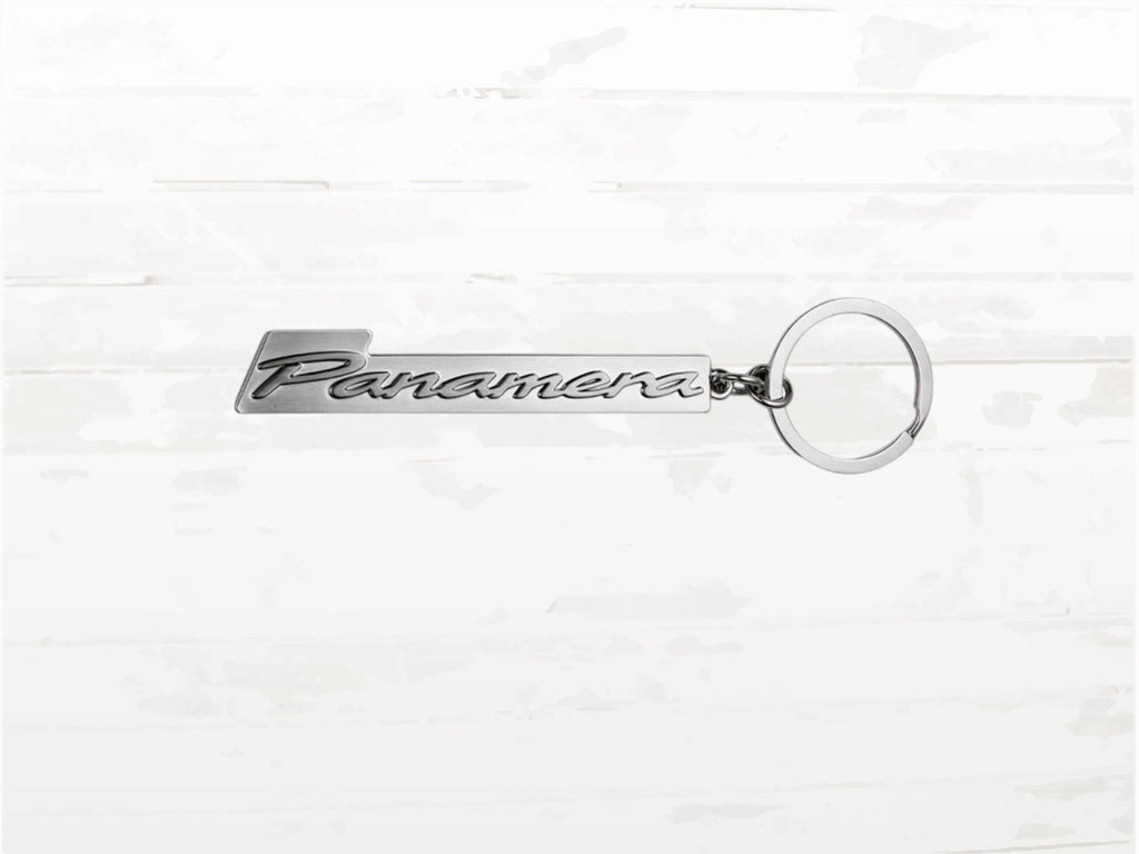 Porsche Panamera Silver Keyring, Metal Logo Keychain