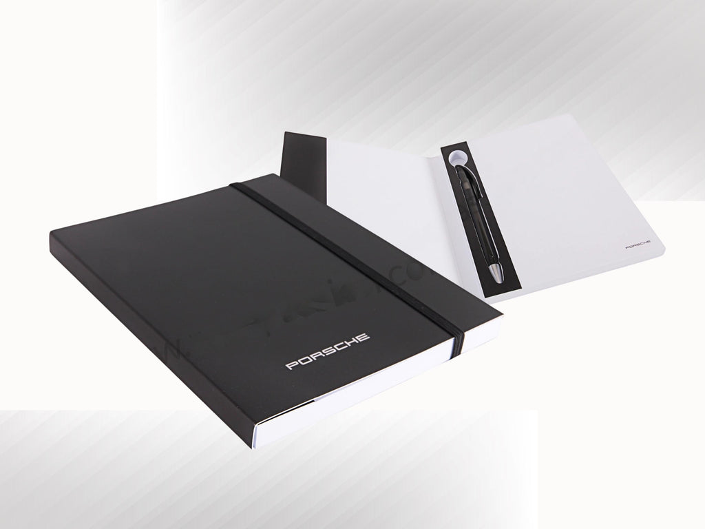 Porsche Notebook with Pen Essential | Black | Made in Germany | A5 Notepad