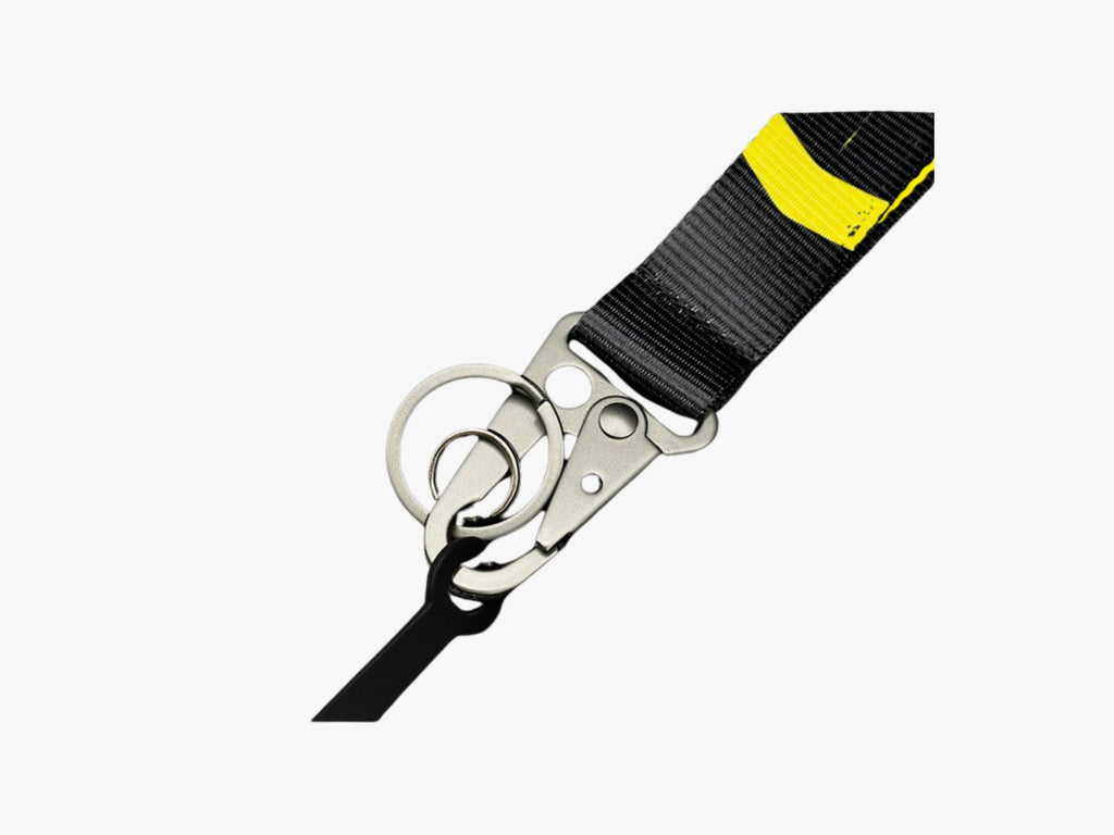 Porsche GT4 Clubsport Lanyard: Black & Yellow Motorsport Keychain with Phone Holder