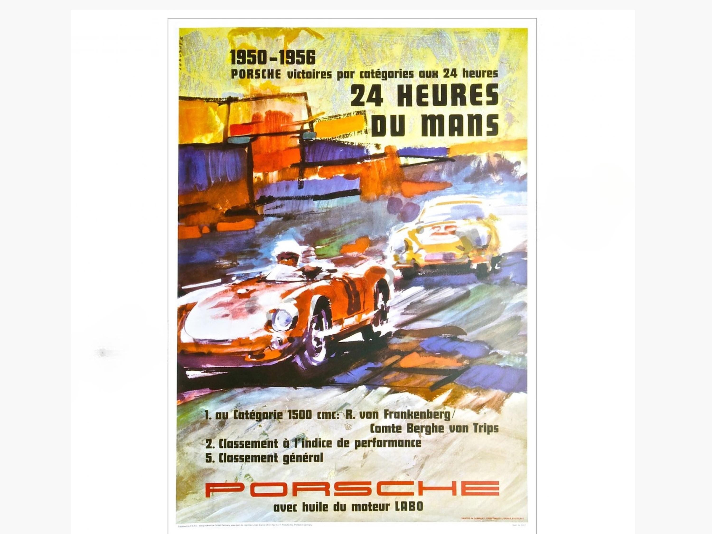 Porsche poster, 24 Hours of Le Mans 1956 Poster, Racing Memorabilia Wall Art