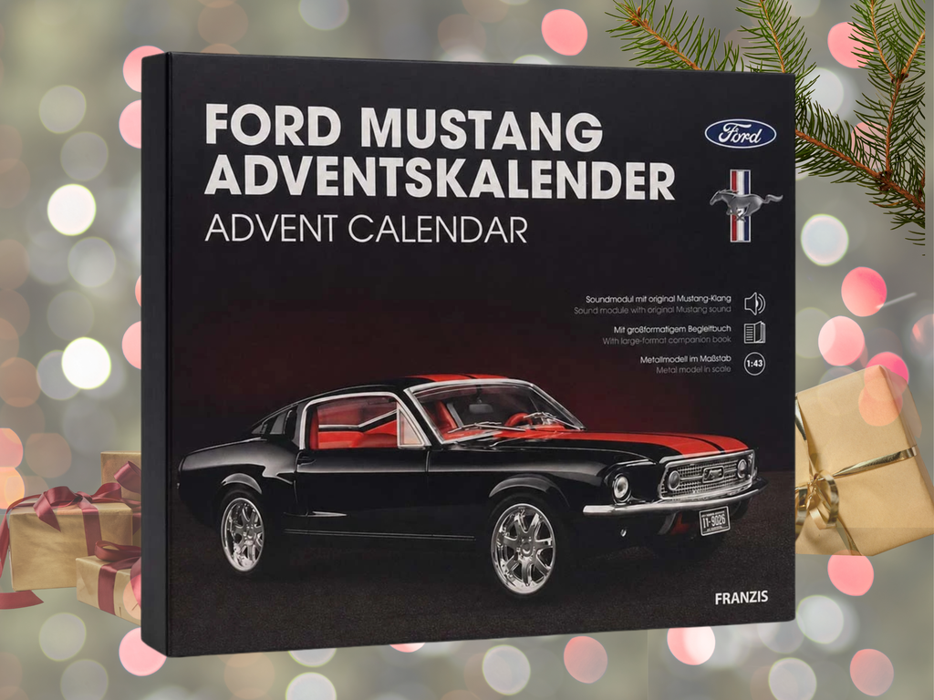 Ford Mustang 1967 Fastback Advent Calendar | 1:43 Die-Cast Model | V8 Engine Sound | 24-Day Build Kit