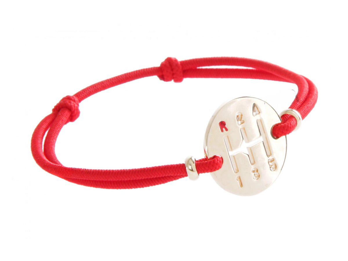 Gearbox Bracelet, Gold Finish, Red Cord, Adjustable length, Driver Jewelry Gift, Gift Box