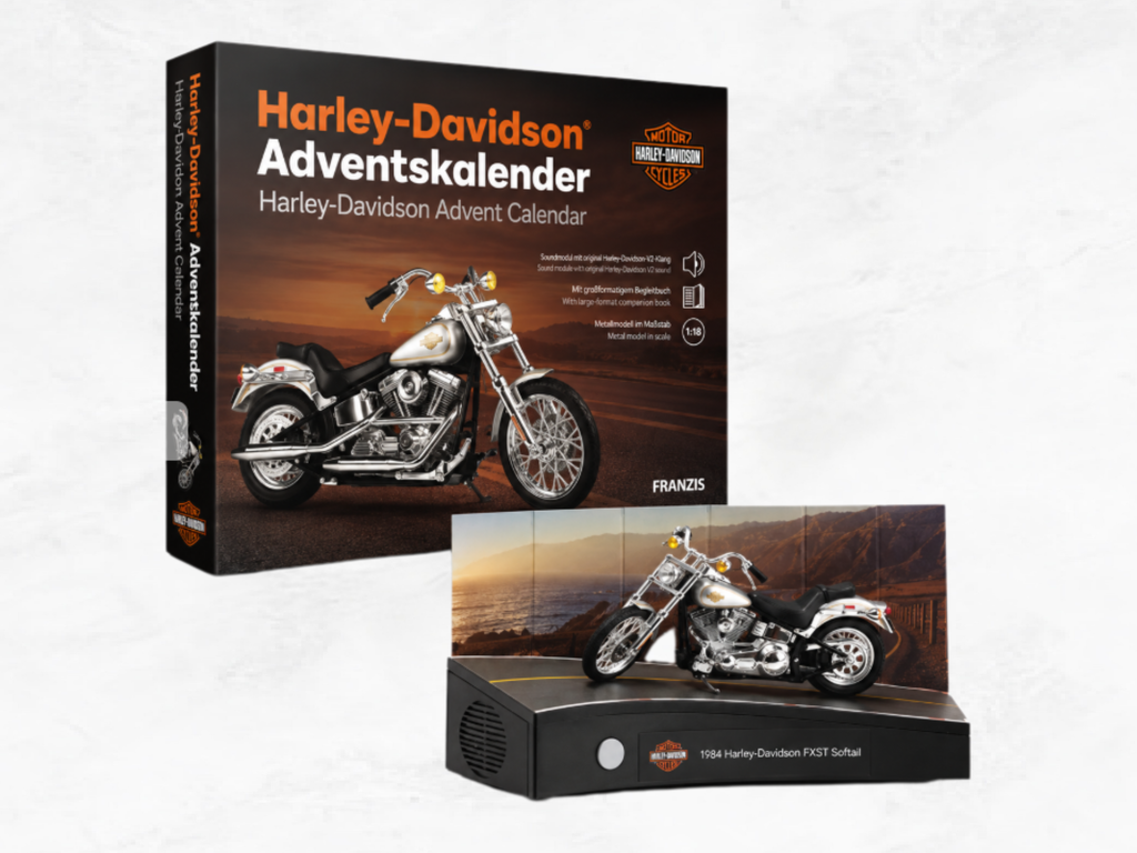Harley-Davidson FXST Softail 1984 Advent Calendar | 1:18 Scale Model Kit with Sound | Franzis 67284