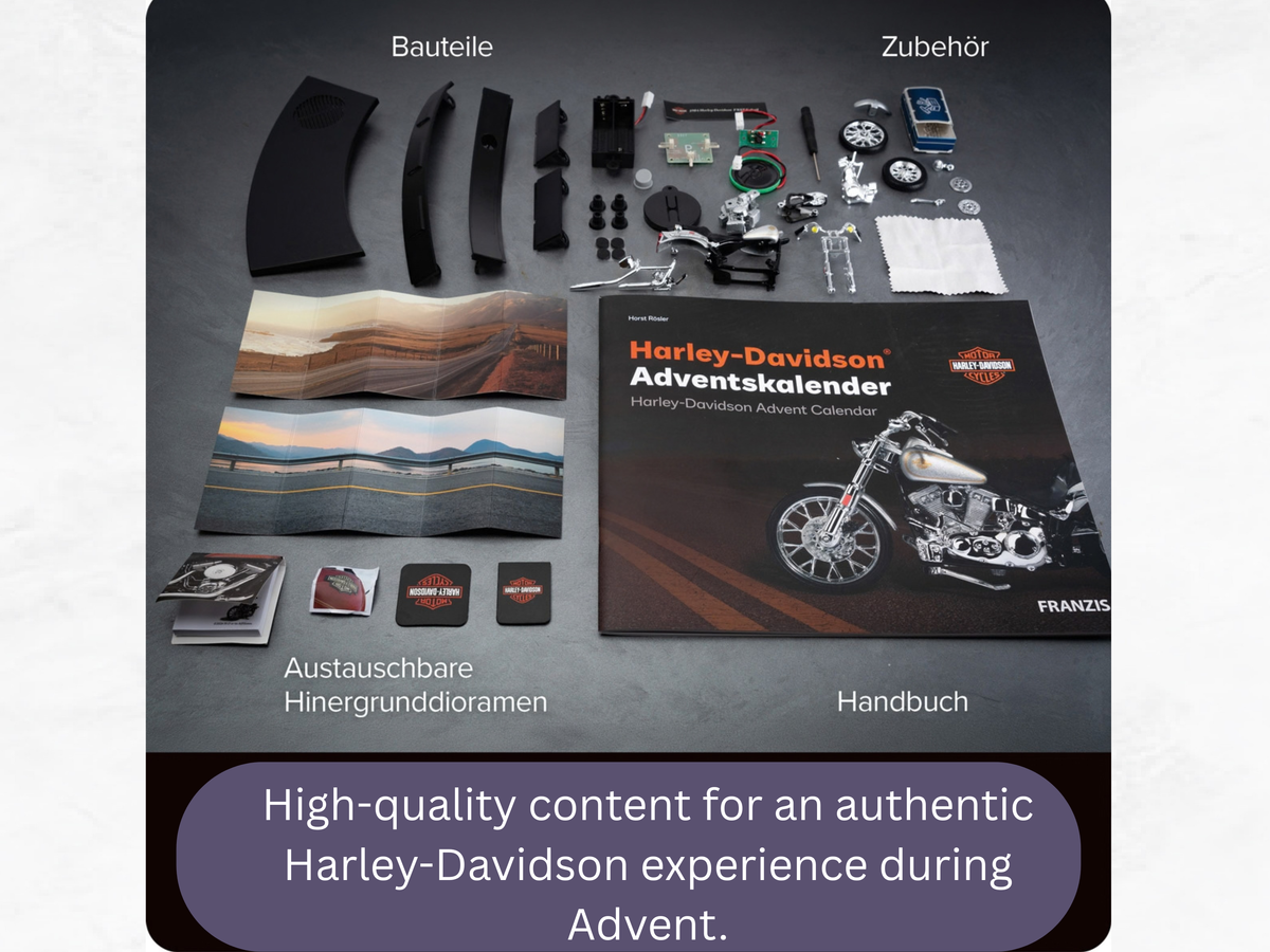 Harley-Davidson FXST Softail 1984 Advent Calendar | 1:18 Scale Model Kit with Sound | Franzis 67284