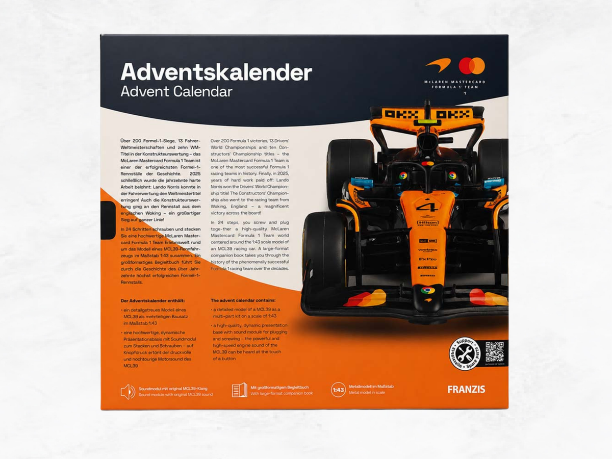 McLaren F1 Advent Calendar 2026 | 1:43 Die-Cast Model Car MCL39 | 24-Day Build Kit