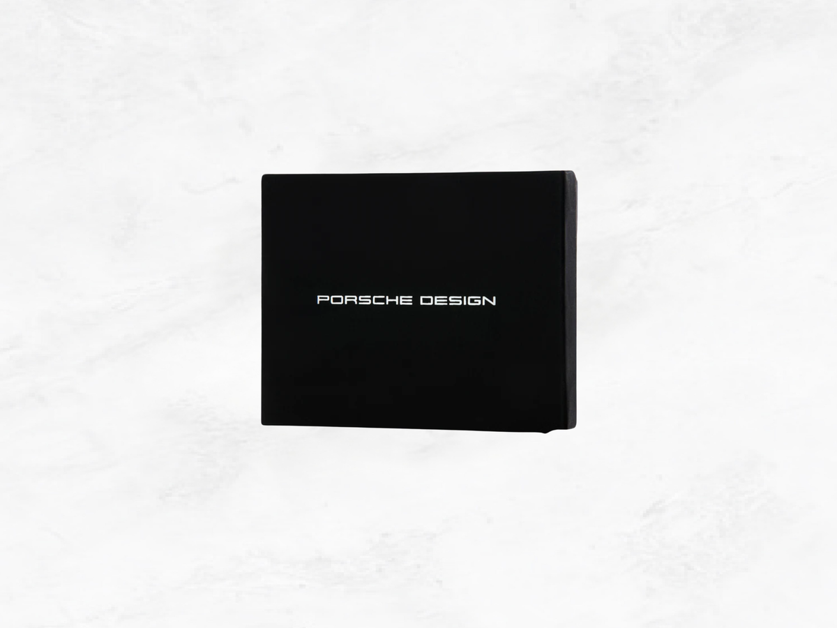 Porsche Design Leather Keyring: Woven leather Black Cord, Gift Box