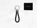 Porsche Design Leather Keyring: Woven leather Black Cord, Gift Box