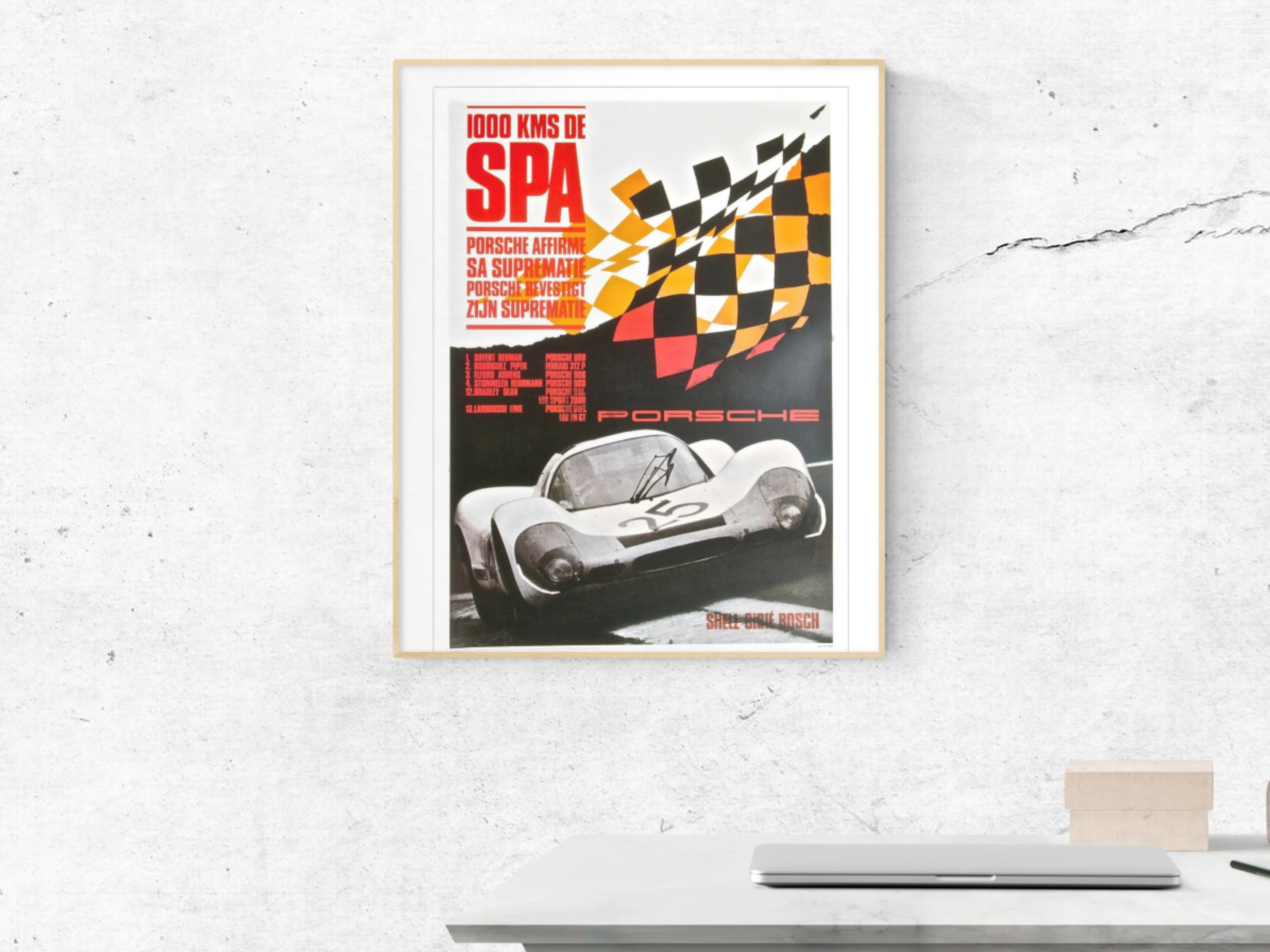 Porsche Poster 1000 KM SPA, Model 910 / 908 / 911, Racing Memorabilia