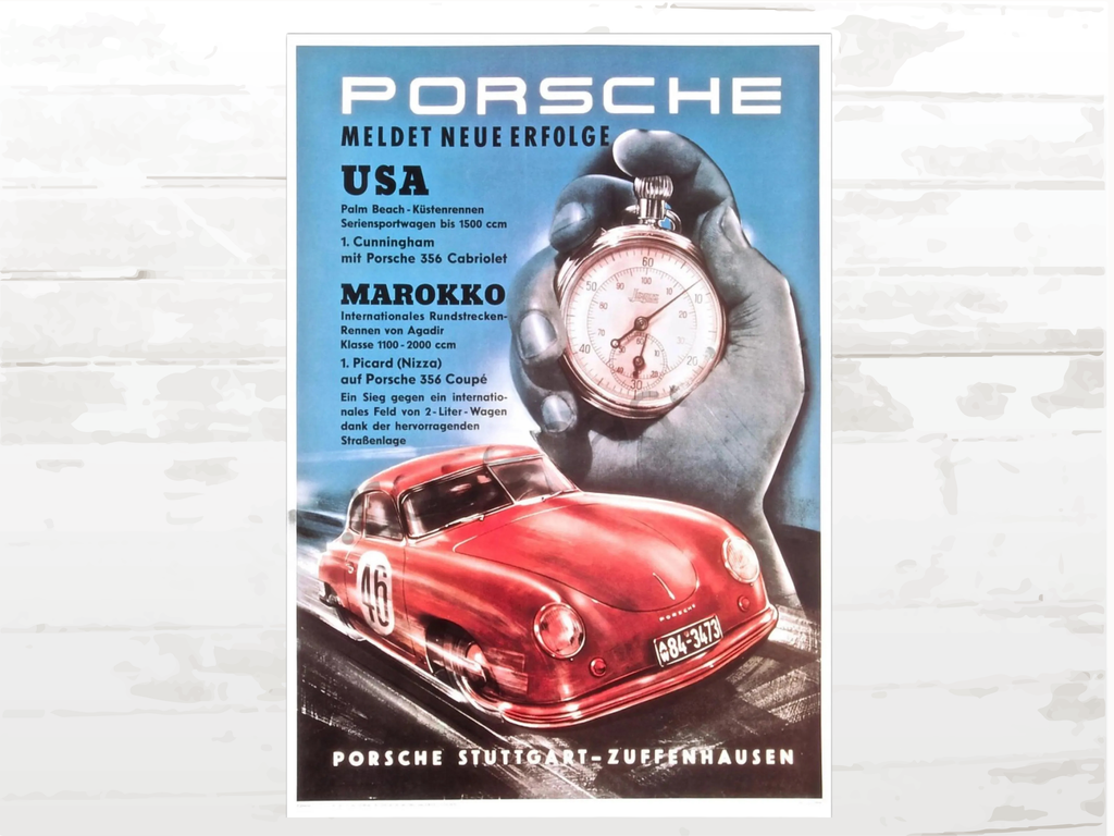 Porsche Poster 356 Cabriolet: USA/Morocco Victories