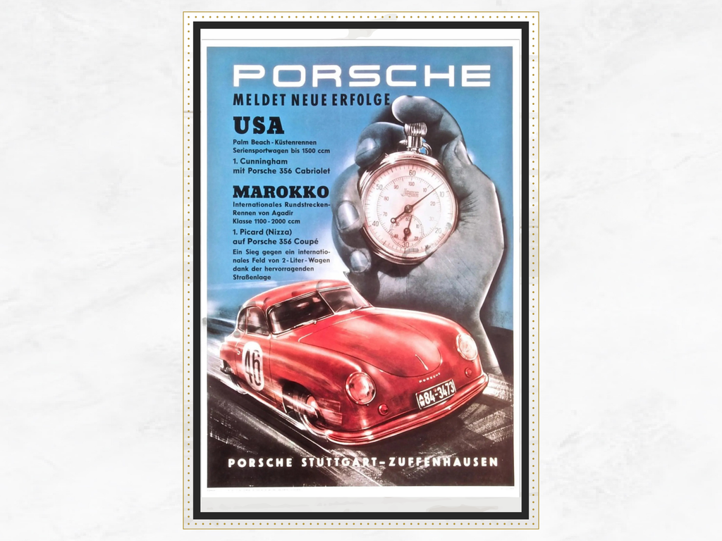 Porsche Poster – 356 Cabriolet | USA & Morocco Racing Victories | 70x50 cm